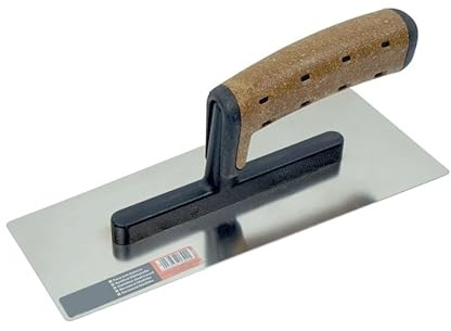 Venetian Trowel for Plaster, Stainless Steel with Cork Handle, Professional Use, Rounded Edges, 80mm x 200mm