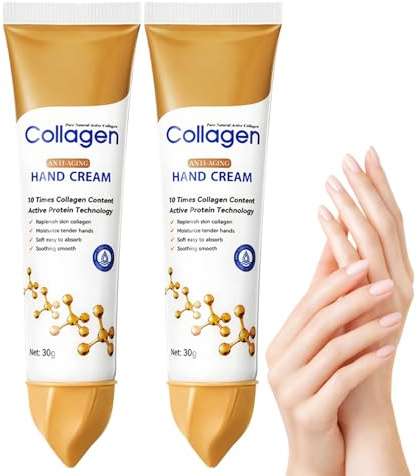 2PCS Collagen Hand Cream,Anti Aging Hand Cream for Women and Men,Moisturizing Hand&Nail Cream,Deep Nourishing Handcream for Very Dry Hands,Hand Cream Set for Daily Care,Fast-Absorbing