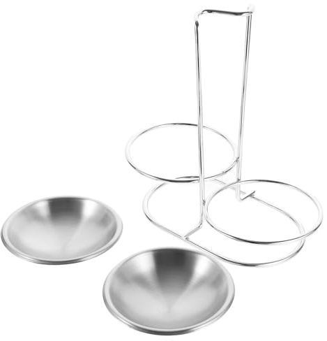 ABOOFAN Support Porte-cuillère en Acier Inoxydable Robuste avec Double Repose-louche, Petit Porte-cuillères Pratique Cuisine, Adapté Lave-vaisselle, Cuisine Maison et Restaurant, Argenté