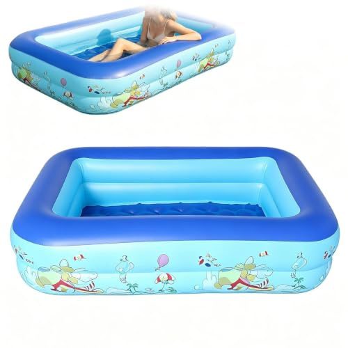 Piscina Gonfiabile, Piscine Gonfiabili Per Adulti, Piscina Family | 150x105x35 cm Vasca Sovradimensionata Rettangolare Rinforzata per Palline, per Giardino Esterno Cortile Estate
