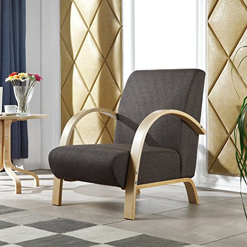 i-flair - Polstersessel, Lounge Sessel mit hochwertigem gepolsterten Stoffbezug - Dunkelbraun