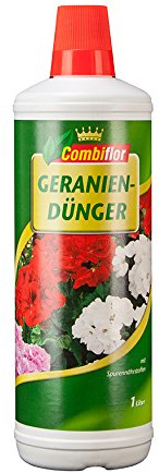 COMBIFLOR Geraniendünger 1 Liter – Flüssigdünger für Geranien & Balkonpflanzen – Spezialdünger für üppige Blüten & kräftiges Wachstum