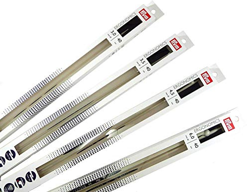 Prym Ergonomische Einpunkt-Stricknadeln/Nadeln, Kunststoff, 6 mm, 35 cm Länge, Mehrfarbig, 1 Paar, Alabasterweiß