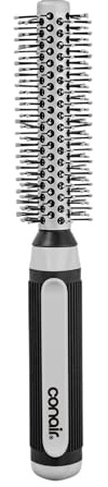 Conair Round Brush, Grip & Style, Metal, Nylon Bristle, Grey