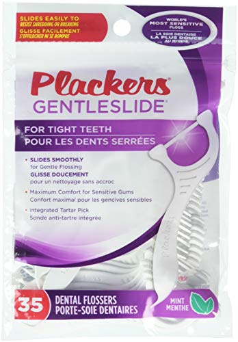 Plackers Gentleslide för tajta tänder cool mintsmak med Tarter Pick 35 tandtråd för rena tänder och friskt tandkött (1 vardera)