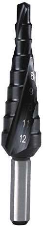 RUKO HSS Spiralrillen-Stufenbohrer mit Split Point, TiAlN Finish, Durchmesser 4,0-12,0 mm, Größe 0/9, Länge 65,0 mm, R101050-9F