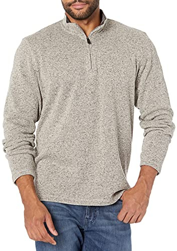Wrangler Authentics Herren-Pullover, langärmelig, Fleece, Viertelreißverschluss