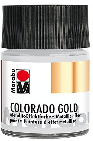 Marabu 12640005782 - Metallic Effektfarbe, Colorado Gold metallic silber 50 ml, auf Wasserbasis, lichtecht, wetterfest, schnell trocknend, zum Pinseln und Tupfen auf saugenden Untergründen