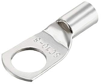 sourcing map Copper Wire Lugs,7AWG SC10-8,Bolt Hole,Battery Cable Ends Eyelets Crimp Tubular Ring Terminals Connectors Silver Tone 10Pcs