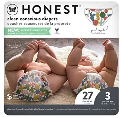 The Honest Company - Pannolini usa e getta ecologici e di alta qualità - Pandas, taglia 3 (7,3-12,7 kg), 27 pezzi