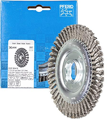 Pferd 43302521 Brosse ronde torsadée 125 x 6 mm, fil d'acier 0,50 mm, X-LOCK (22,23 mm)