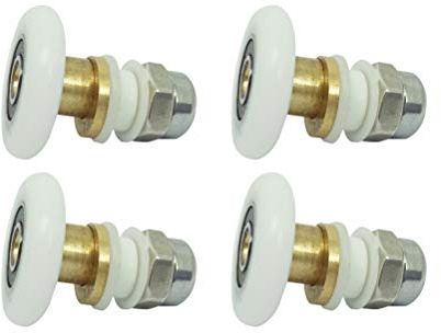 Rouleau Suspendre Excentrique pour Porte Coulissante en Métal, 4 Pièces | 25, 5 Mm, pour Verre de Bain et Porte de Salle de Bain, Glissement Fluide, Finition Blanc