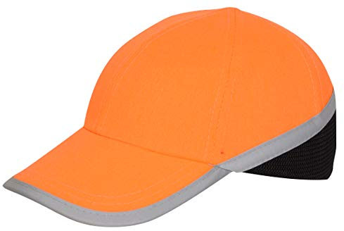 Silent Safety Bump Cap, Hi Viz Hard Hat, Baseball Style, High Vis Head Protection, Reflective, Orange, EN 812 Certified (1)