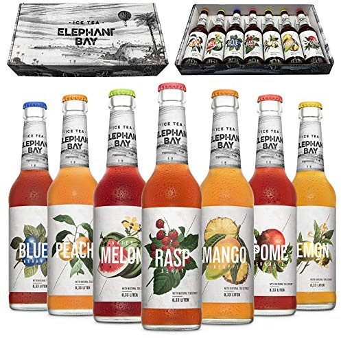 ICE TEA Eistee Elephant Bay - 7 Sorten Probier Set - Peach + Melon + Blueberry + Raspberry + Lemon + Mango + Pomegranate je 330ml