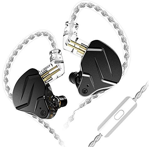 KZ ZSN PRO X 1DD+1BA Dynamic Drive - Auricolari ibridi ad armatura bilanciata, HiFi DJ Monito, con cancellazione del rumore, auricolari in metallo, con cavo staccabile a 2 pin (nero con microfono)