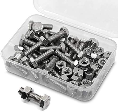 M6*16mm 40 Stück 304 Edelstahl Sechskantschrauben Bolzen und Muttern set, Maschinenschrauben schrauben