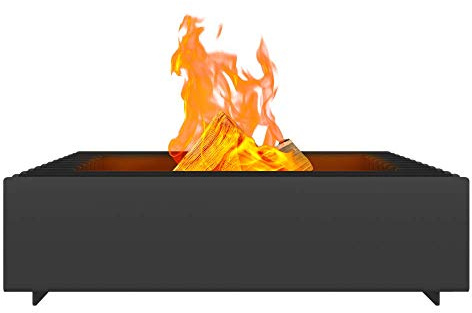 KRATKI Gartenfeuerschale FIRE Stahl Feuerstelle Gartenkamin | Feuerschale für Garten und Terrasse, robuste Konstruktion, schwarz, 17,5 x 60 x 40 cm, hitzebeständig