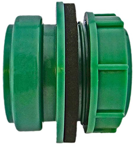 Anschraub Durchführung aus Kunststoff grün UV-stabilisiert für Lochdurchmesser 60mm Aussengewinde 2 Rohr Zoll mit Dichtung + Muffe für Rohr Aussendurchmesser 50mm DN50 mit Lippendichtung