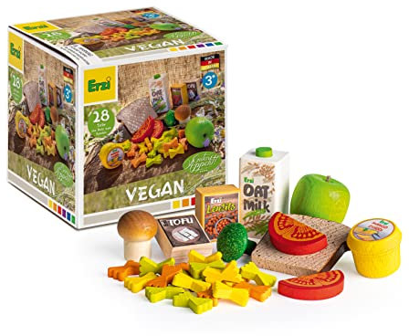 Erzi 28144 Sortierung Vegan aus Holz, Kaufladenartikel für Kinder, Rollenspiele