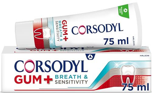 Corsodyl Toothpaste Advanced Gum+ Breath & Sensitivity Toothpaste, with Pro-Neutra Technology for Bad Breath, 75ml
