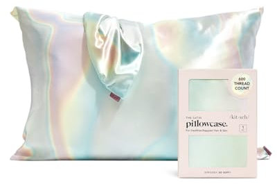 Kitsch Funda de Almohada de Satén con Cremallera para Cabello y Piel, Más Suave Que Seda, Funda Suave, Lavable a Máquina, Sin Arrugas, Funda Fresca de Satén Tamaño Estándar 19x26 (Aura)