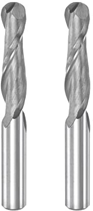 sourcing map Lot de 2 fraises à bout sphérique 6 mm de diamètre 25 mm de longueur de coupe 6 mm Tige en acier rapide 2 cannelures hélicoïdales CNC Upcut