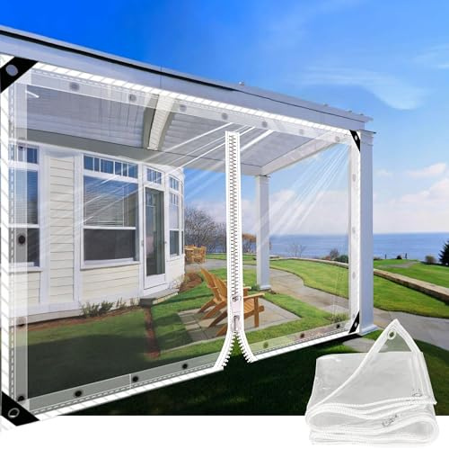 Transparente Plane mit ösen 1 * 2m Abdeckplane mit Reißverschluss 0.35mm Pflanzenschutz Regen-Vorhänge PVC Glas Klare wasserdichte Tarps Schutzplane Allzweckplane als Türvorhang Kunststoffplane