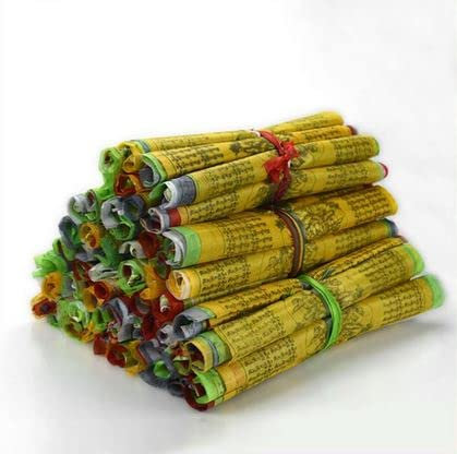 3 Stück Religiöse Fahnen 5 Meter mit 20 Fähnchen (14 x 14 cm) | Tibetische Wimpelkette Nepal bunt