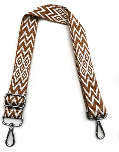 Bandouliere pour Sac à Main Femmes Marron, Colorée Réglables Sangle Sac Bandouliere Femme avec Mousqueton Argent 3.8cm Remplacement Bretelles Larges pour Filles Sac DIY Accessoire, #3