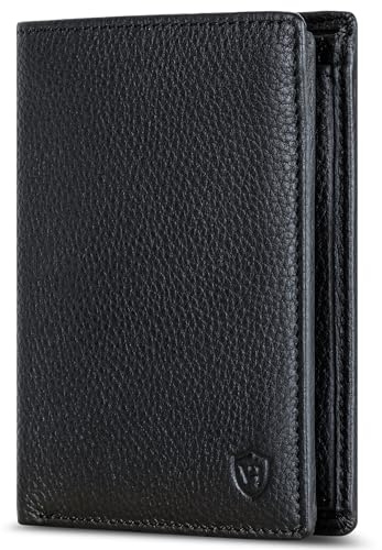 VON HEESEN Leder Geldbörse RFID Schutz I Echtleder Geldbeutel für Damen & Herren I Portemonnaie Brieftasche Wallet Portmonee (Schwarz)