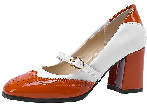 Mo Joc Zapatos de vestir elegantes Mary Jane con puntera cuadrada y tacón grueso para mujer