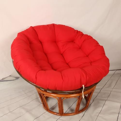 Tielag Papasansessel Kissen Sitzauflage, Rundes Dicke Stuhlkissen, Hängesessel Sitzkissen für Gartensessel, Drehsessel, Korbsessel, Balkonstuhl, Rot, 100 x 100 cm