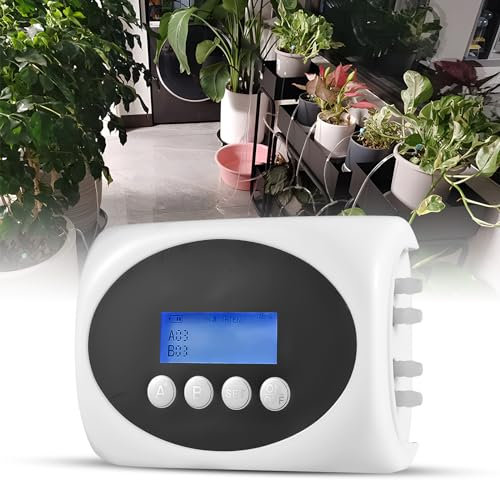 Dispositif d'irrigation automatique solaire de 3 W Arroseur temporisé à double pompe pour 15 pots Affichage LCD Kit d'irrigation goutte à goutte menté par panneau solaire/USB Longueur du tuyau de 10 m