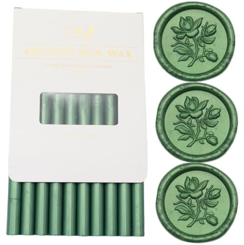 1.1mm Wachs Siegel Stöcke, Atopbb Kieferngrün Wax Stick 10 Stück Klebepistole Wachs-Siegel-Sticks, für Brief Grußkarten Wein Abdichtung Handwerk machen Hochzeit und Party Einladungen (Kieferngrün)