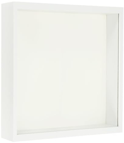 PATIKIL 7x7 Shadow Box Frame, Wooden Dried Flower Floating Photo Frame Glass DIY Display Case for Flowers Ticket Crafts and Photos, White