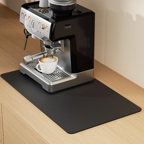 RILYSUN Tapis Égouttoir Vaisselle (40x30cm, Noir), Super Absorbant pour Cuisine, Machine à Café, Bar, Tapis Machine a Cafe pour Vaisselle, Bar, Machine à Café