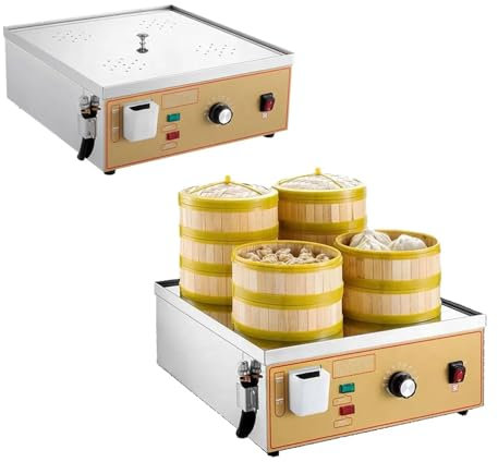 Vaporiera Commerciale per Panini, Macchina Elettrica per Panini al Vapore a 4 Fori con Allarme Ebollizione a Secco, Scaldavivande in Acciaio Inossidabile da 3000 W per Ristorante, Bar