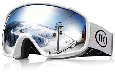 Innerking Occhiali da sci OTG SGS approvati – Occhiali da neve / snowboard sportivi anti appannamento per adulti, uomini, donne e ragazzi – argento 10%