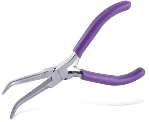 SPEEDWOX Bent Needle Nose Pliers with Smooth Jaw - 45 Degree Bent Long Nose Pliers for Fishing, Jewelry Making, Wire Bending and Small Object Gripping