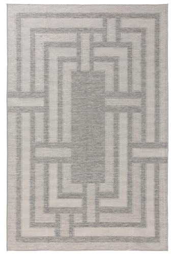 benuta Nest Teppich Bronco - Grau 140x200 cm - Kunstfaser - Outdoor geeignet - Rechteckig & im Style: Geometrisch, Minimalistisch - Pflegeleicht für Wohnzimmer Schlafzimmer