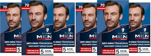 Schwarzkopf Men Perfect Anti-Grau Tönungs-Gel 70 Dunkelbraun (3 x 80 ml), Haarfarbe für Männer blendet graue Haare aus, Anti-Grau Tönung für ein natürlich aussehendes Ergebnis (Packung mit 2)