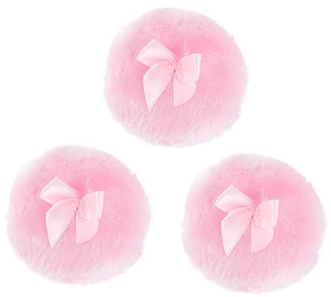 AUTSUPPL 3stück Puderquaste Mit Langem Flausch Weiche Plüsch-puderquaste Für Babypuder Stachelige Hitzepuder Mit Schleifen-design Sanft Und Sicher Für Empfindliche Babyhaut