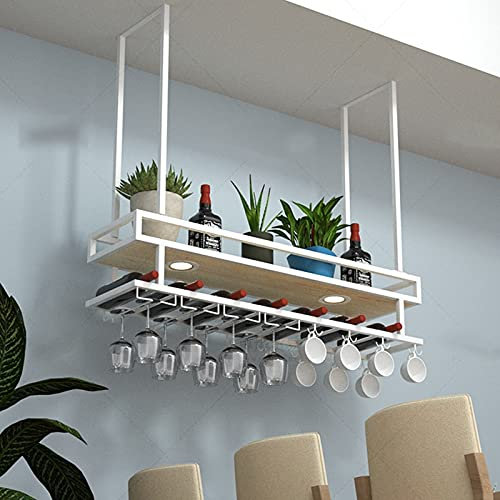 Bicchiere da vino montato a soffitto R Moderno Mensola per vino galleggiante Stile Loft Ferro Battuto Vino R Sottosopra Bicchiere da vino R Appeso Armadio per vino Mensole di stoccaggio per bottiglie
