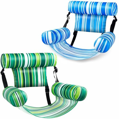 X2 Hamaca Piscina Flotante o Colchoneta Rejilla Piscina. Tamaño para Adultos, Hamaca Hinchable Piscina. Colchoneta Piscina Red para Relax, Natación, Diversión Y Descanso