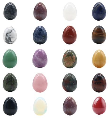 YFAFA 20 Stück Natürliche Mineralsteine Kristall Sortimente Eier Ostereier Heilkristalle Set Edelsteine Statue Home Decor