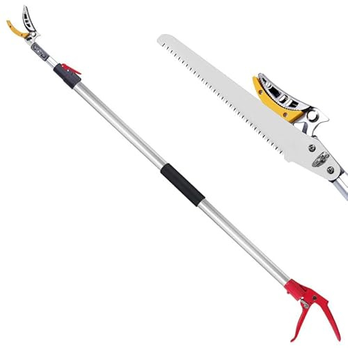 FLORA GUARD sécateur télescopique 1,3–2,2m pour branches et rameaux frais, scie à branches télescopique, scie à arbre avec dents SK5 3D, sécateur à fruits pour le jardin et l'extérieur