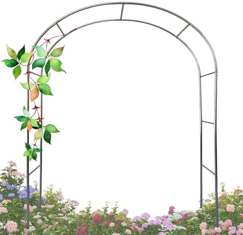 GUOGLZ Rosenbogen Rankhilfe Aus Metall Für Kletterpflanzen, Rankbogen Aus Edelstahl Für Garten Decoration 240 cm Hoch(240cm x 150cm)