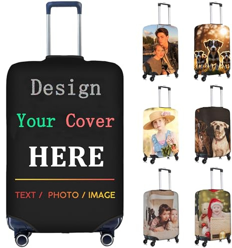 Personalisierte Kofferhülle Koffer-Abdeckungen mit Deinem Foto Text Doppelseitig Designs Hochelastische Waschbare 18-32 Zoll (M 22-24in)