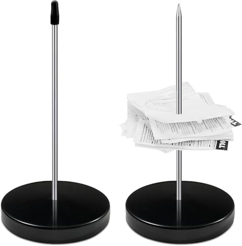 2 Stück Zettelspießer, Bonspießer Zettelhalter,Edelstahl Kassenbon Halter,Rechnungen Spike für Küche Hotel Restaurant Cafe Büro (Schwarz)