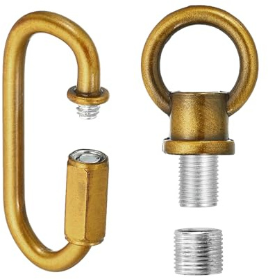PATIKIL Adaptador M12 De Anilla Femenina Para Lámpara Con Roscado Fino M10 | Y Adaptador M12 Cadena Enlace Rápido Anilla De Gancho Para Colgar De Araña Carga Máxima 88 Lbs Color Bronce Dorado